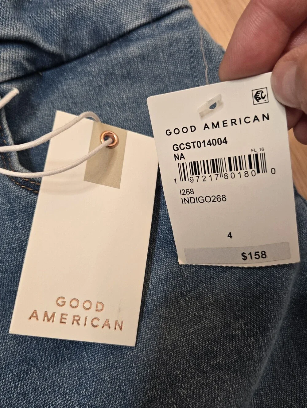 Good American Good Curve Straight Leg Jeans Indigo268 Blue Stretch NWT 4/27